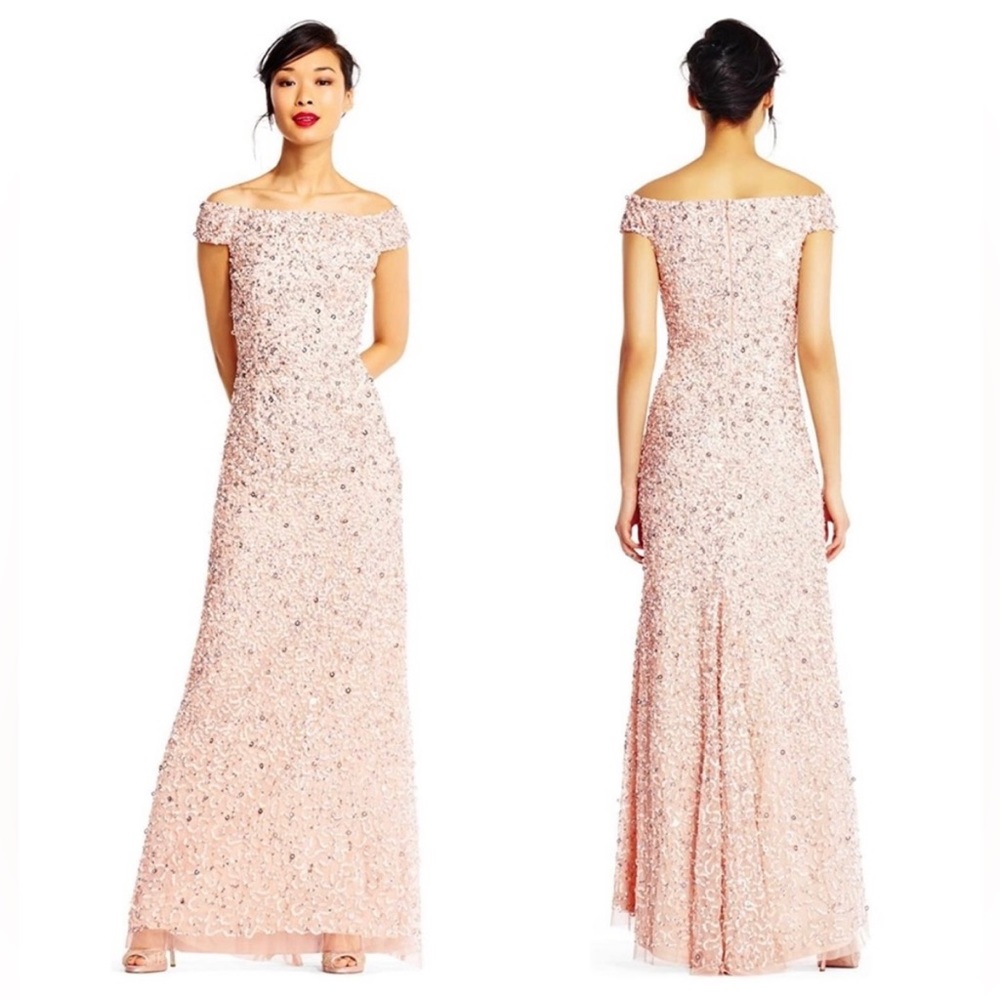 NWT Adrianna Papell Off-Shoulder Sequin Dress